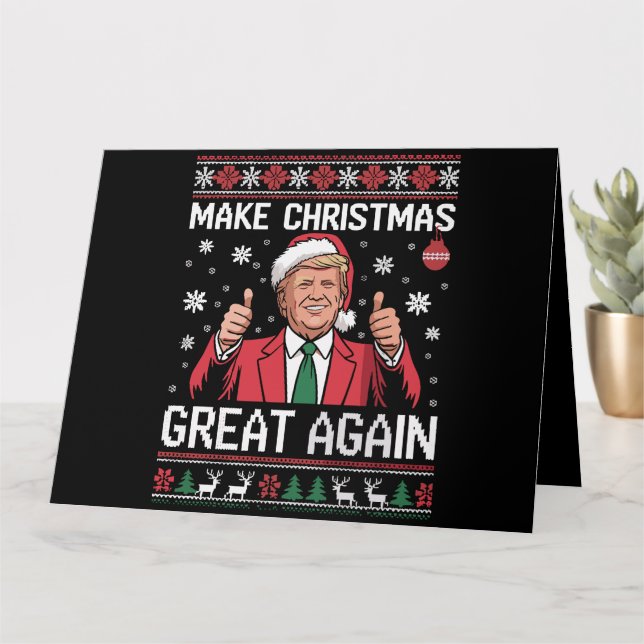 Make Christmas Great Again Trump Pyjamas Ugly Xmas Card (Small Plant)