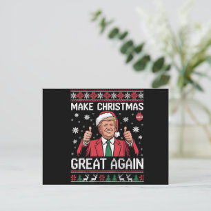 Make Christmas Great Again Trump Pyjamas Ugly Xmas Holiday Postcard