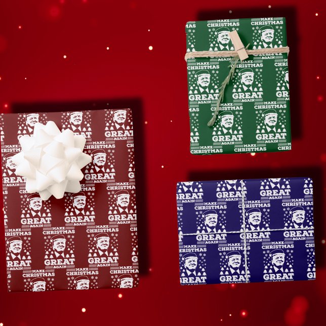 Make Christmas Great Again Trump Red Wrapping Paper Sheet (Creator Uploaded)