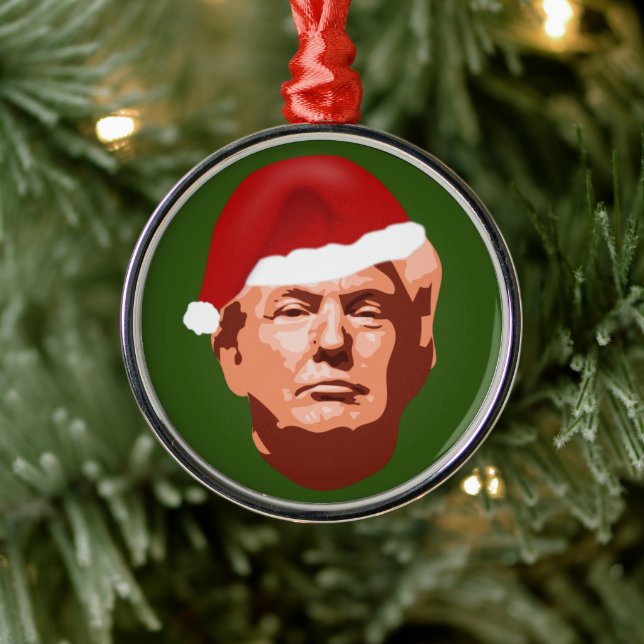 MAKE CHRISTMAS GREAT AGAIN TRUMP SANTA HAT 2020 METAL TREE DECORATION (Tree)