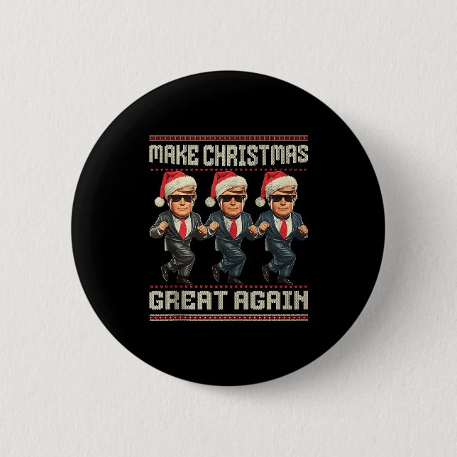 Make Christmas Great Again Ugly Sweaters Trump Dan 6 Cm Round Badge (Front)