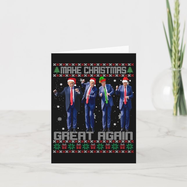 Make Christmas Great Again Ugly Sweaters Trump Dan Card (Front)