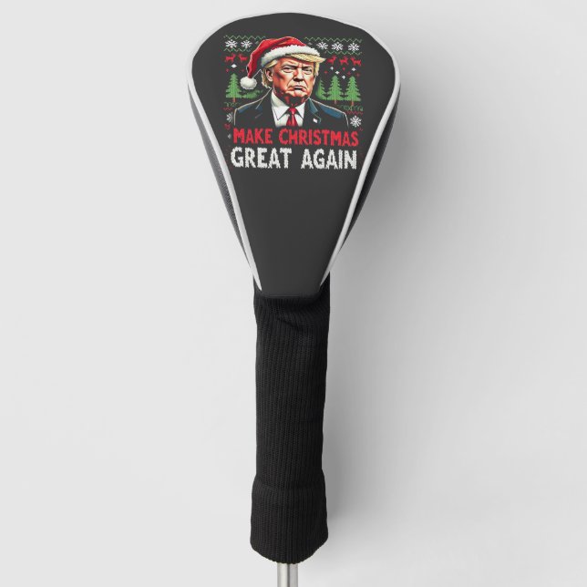 Make Christmas Great Again Ugly Xmas Sweater Trump Golf Head Cover (Front)