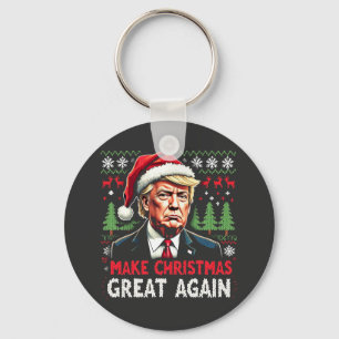 Make Christmas Great Again Ugly Xmas Sweater Trump Key Ring