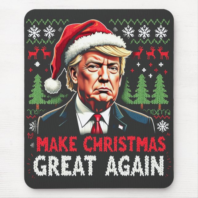 Make Christmas Great Again Ugly Xmas Sweater Trump Mouse Pad (Front)