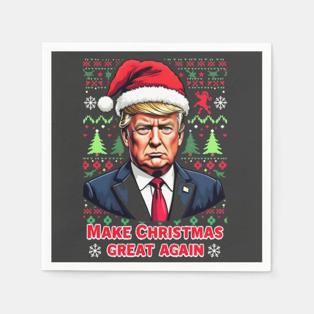Make Christmas Great Again Ugly Xmas Sweater trump Napkin (Front)