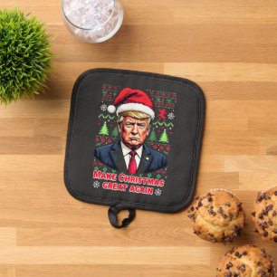 Make Christmas Great Again Ugly Xmas Sweater trump Pot Holder