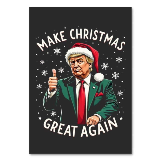 Make Christmas Great Again Ugly Xmas Sweater Trump Table Number (Front)
