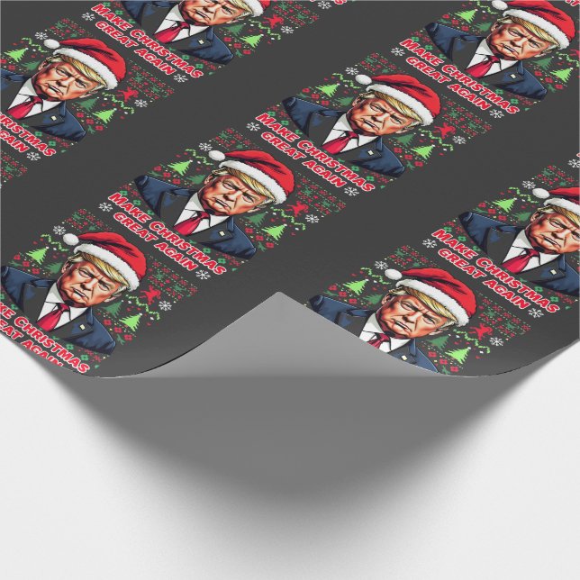 Make Christmas Great Again Ugly Xmas Sweater trump Wrapping Paper (Corner)