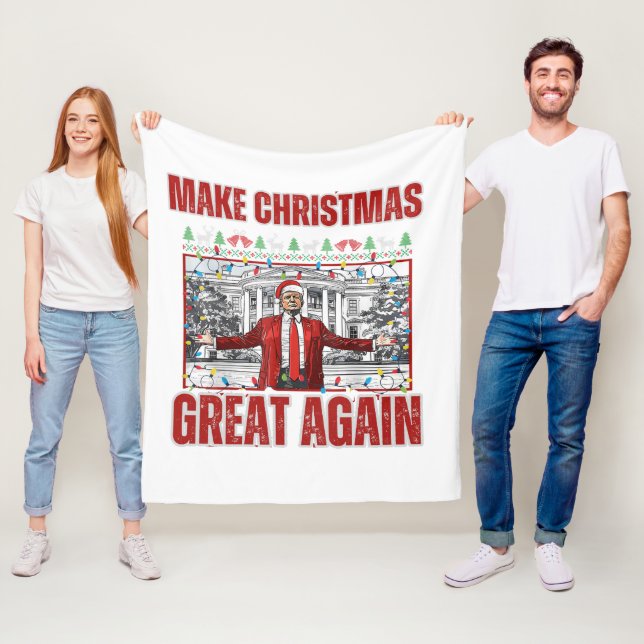 Make Christmas Great Again Xmas Funny dady's home Fleece Blanket (In Situ)