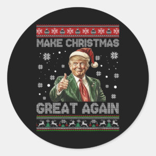 Make Christmas Great Again Xmas Funny Trump Pajama Classic Round Sticker