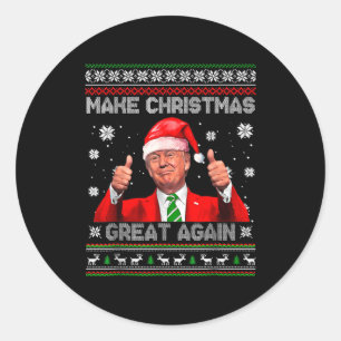 Make Christmas Great Again Xmas Funny Trump Pajama Classic Round Sticker