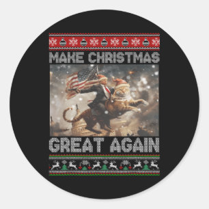 Make Christmas Great Again Xmas Funny Trump Pajama Classic Round Sticker