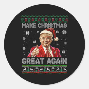 Make Christmas Great Again Xmas Funny Trump Pajama Classic Round Sticker