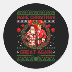 Make Christmas Great Again Xmas Funny Trump Pajama Classic Round Sticker