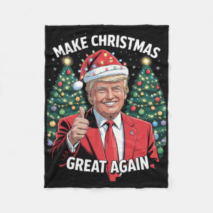 Make Christmas Great Again Xmas Funny Trump Pajama Fleece Blanket