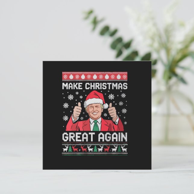 Make Christmas Great Again Xmas Funny Trump Pajama Holiday Card (Standing Front)