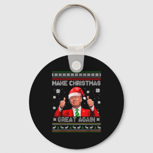 Make Christmas Great Again Xmas Funny Trump Pajama Key Ring