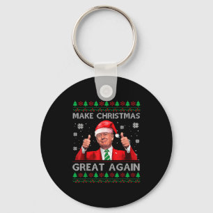 Make Christmas Great Again Xmas Funny Trump Pajama Key Ring