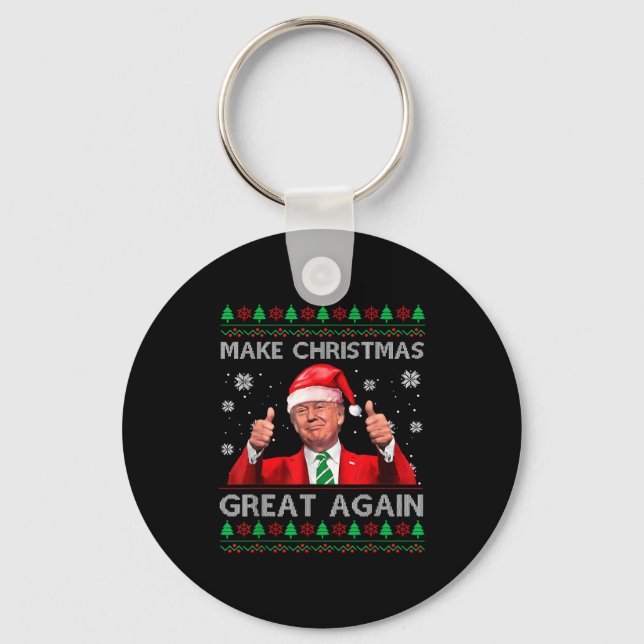 Make Christmas Great Again Xmas Funny Trump Pajama Key Ring (Front)