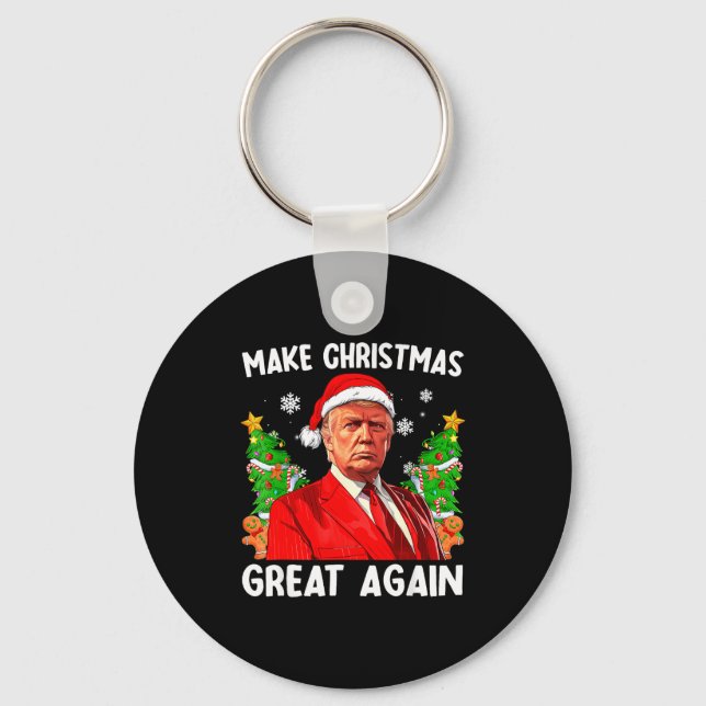 Make Christmas Great Again Xmas Funny Trump Pajama Key Ring (Front)