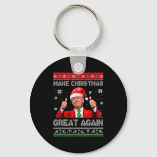 Make Christmas Great Again Xmas Funny Trump Pajama Key Ring