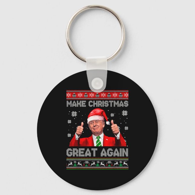 Make Christmas Great Again Xmas Funny Trump Pajama Key Ring (Front)