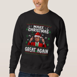 Make Christmas Great Again Xmas Funny Trump Pajama Sweatshirt