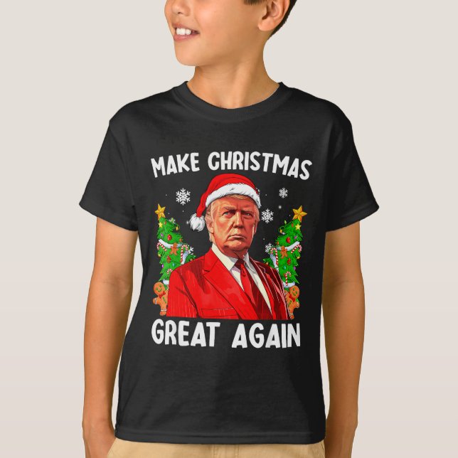 Make Christmas Great Again Xmas Funny Trump Pajama T-Shirt (Front)