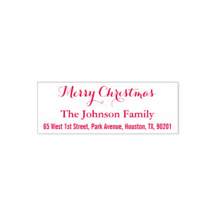 Make Custom Elegant Merry Christmas Return Address Self-inking Stamp