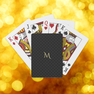 Make Custom Monogram Black Checks Chequered Poker Playing Cards