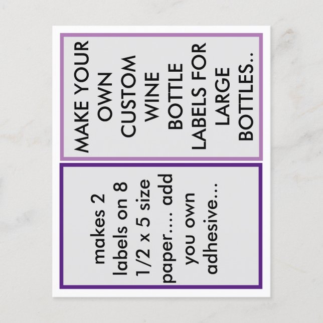 MAKE CUSTOM  PAPER WINE BOTTLE LABELS FOR LARGE (Front)