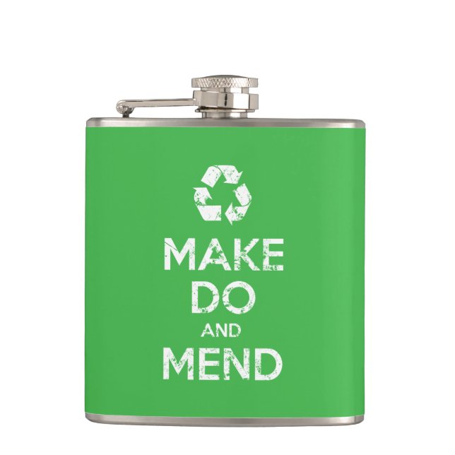 Make Do and Mend Hip Flask (Front)