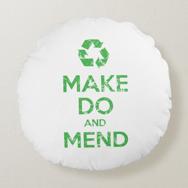 Make Do and Mend Round Cushion (Front)