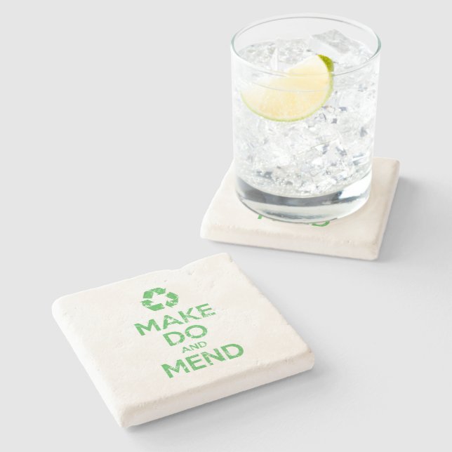 Make Do and Mend Stone Coaster (Side)