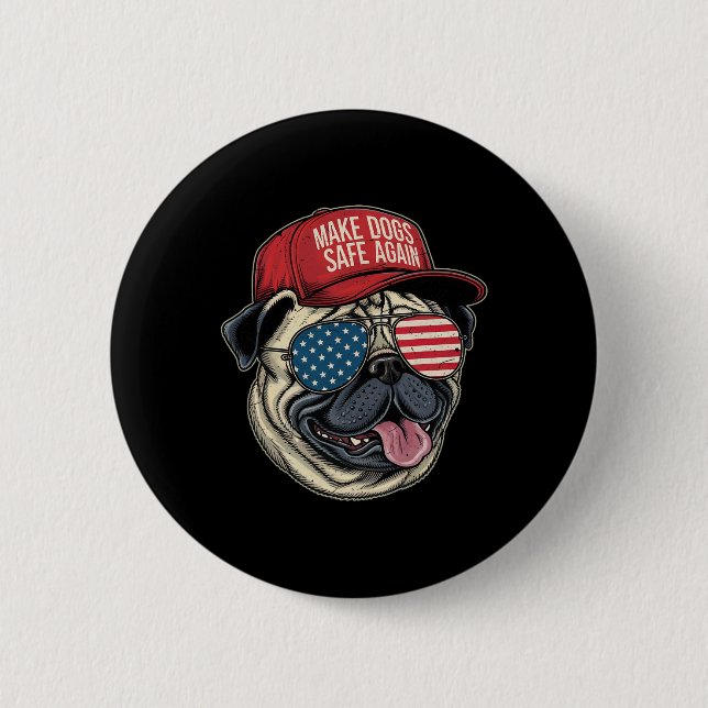 Make Dog Safe Again Red Hat Funny Debate 2024  6 Cm Round Badge (Front)