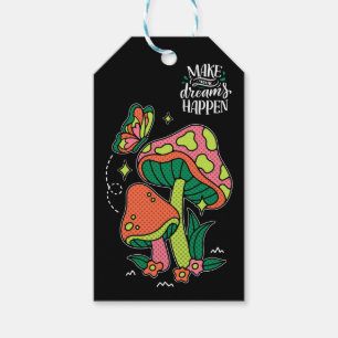 Make Dreams Happen Colourful Mushrooms Butterfl Gift Tags