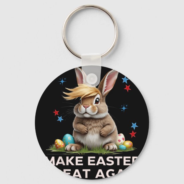 Make Easter Great Again Funny Trump Bunny Spring E Key Ring (Front)
