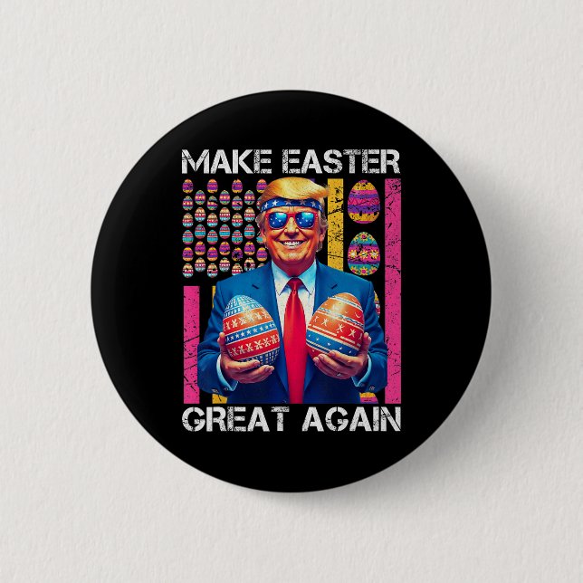 Make Easter Great Again Funny Trump Bunny Spring H 6 Cm Round Badge (Front)