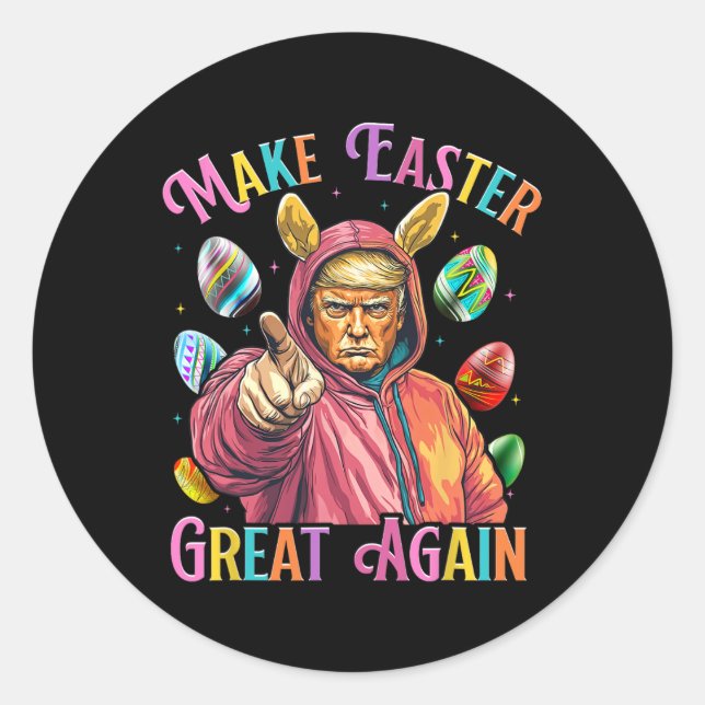 Make Easter Great Again Funny Trump Bunny Spring H Classic Round Sticker (Front)