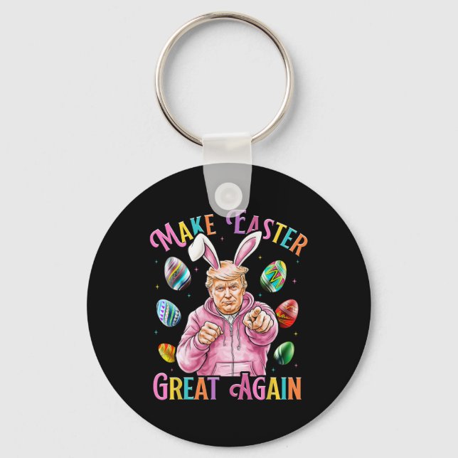 Make Easter Great Again Funny Trump Bunny Spring H Key Ring (Front)