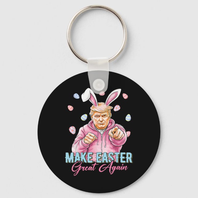 Make Easter Great Again Funny Trump Bunny Spring H Key Ring (Front)