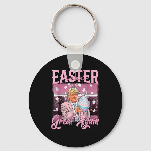 Make Easter Great Again Funny Trump Bunny Spring H Key Ring (Front)