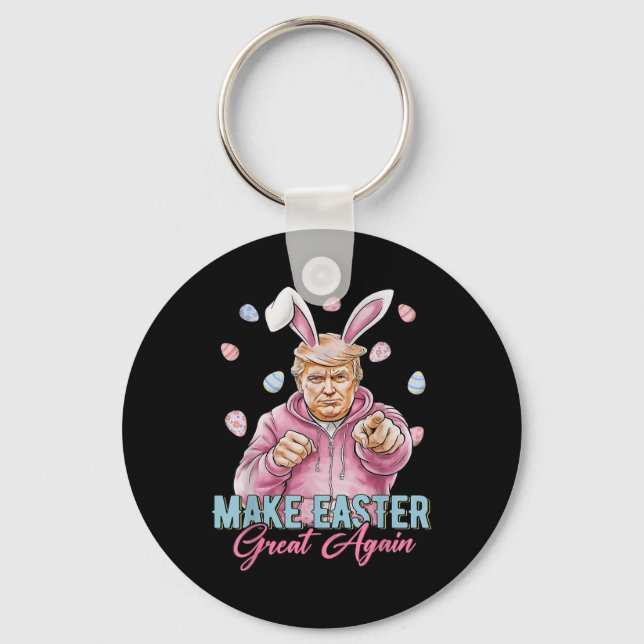 Make Easter Great Again Funny Trump Bunny Spring Key Ring (Front)