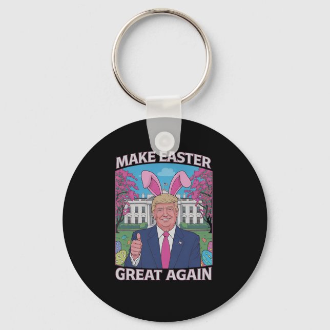 Make Easter Great Again Trump Bunny Flag 1  Key Ring (Front)