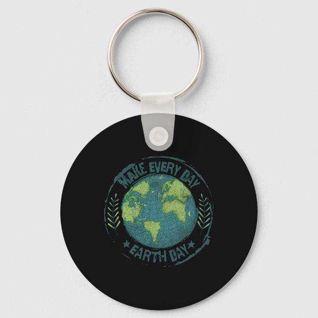 Make Every Day Earth Day Environmental Climate Awa Key Ring (Front)