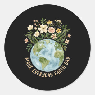 Make every day earth day shirt for women girls classic round sticker