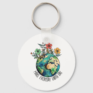 Make Every Day Earth Day Wildflower Save Planet Key Ring