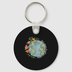 Make Everyday Earth Day Beautiful Floral Planet Key Ring