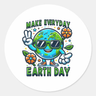 Make Everyday Earth Day Environmental Love Student Classic Round Sticker
